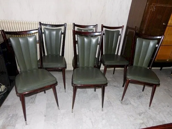 SERIE DE 6 CHAISES 1960 EN MACASSAR ET SKYL