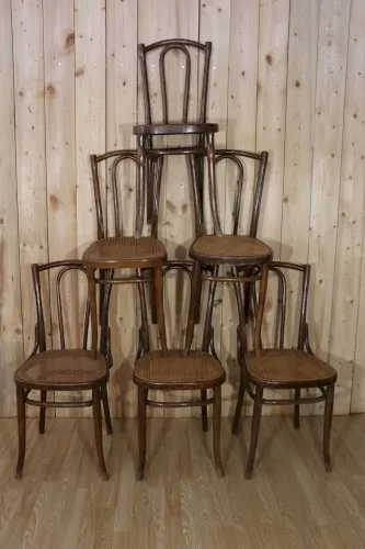 Série x6 chaises bistrot n°56 Thonet