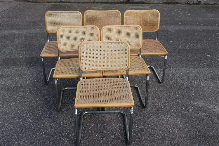 Série x6 Chaises de salle à manger Style B32 par Marcel Breuer