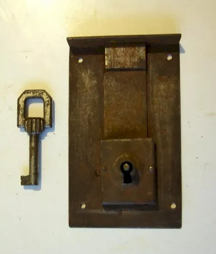 serrure ancienne verticale de tiroir abattant commode meuble n° 1