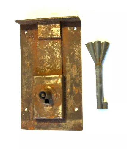 serrure ancienne verticale de tiroir abattant commode meuble n° 2