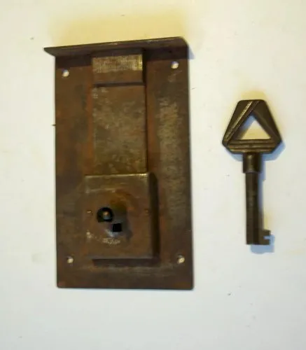 serrure ancienne verticale de tiroir abattant commode meuble n° 3