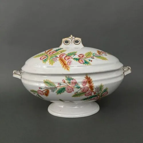 Soupière début XXe décor floral numéroté M3249