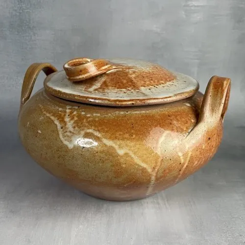 Soupière / légumière vintage en grès / pot couvert possible poubelle de table