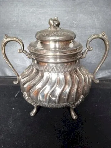 Sucrier en metal argenté vintage