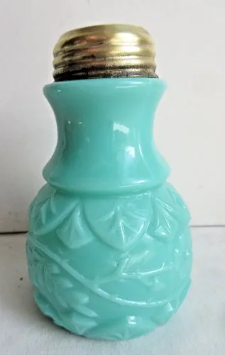 Sucrier, saupoudreuse pour sucre en poudre opaline bleue, laiton doré, Art Déco