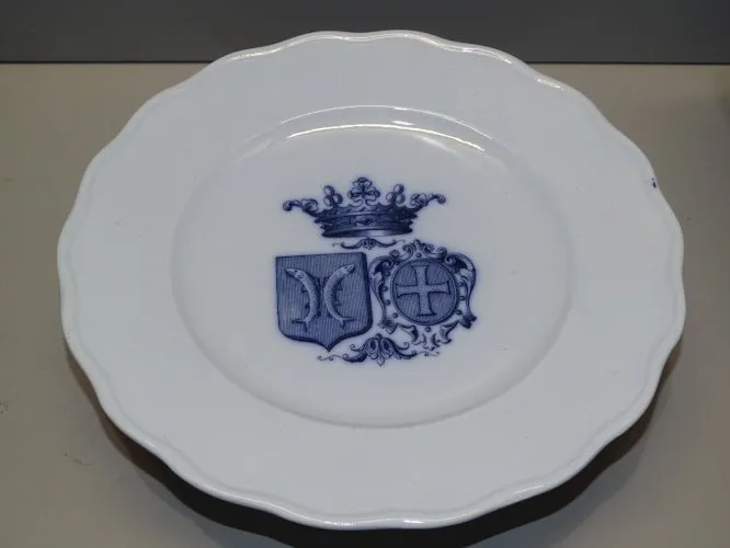 SUPERBE COMPOTIER 2 MARIAGE FAÏENCE ANGLAISE CAULDON ARMOIRIES COURONNE BLASON D