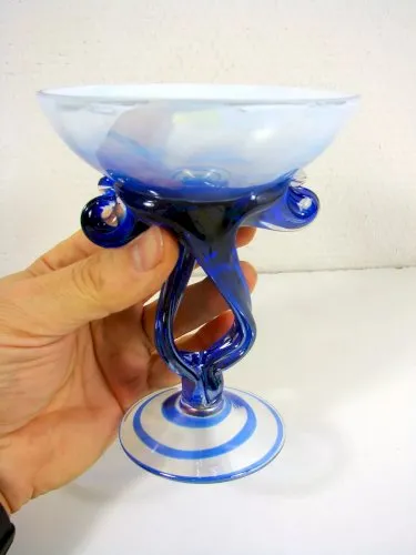Superbe Glass Coupe sur Pied Murano Pate de Verre Irisé pas Signé H- 14,8 cm TBE