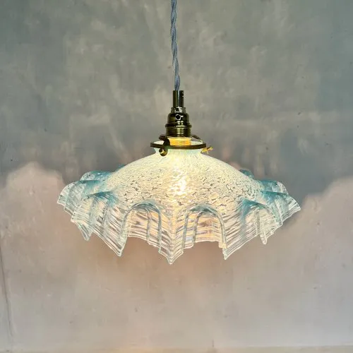 suspension abat-jour verre de Clichy