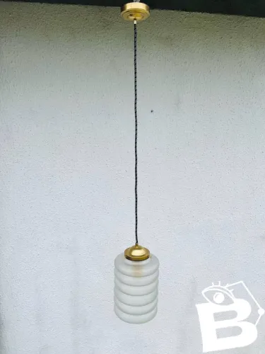 Suspension art déco en verre sablé