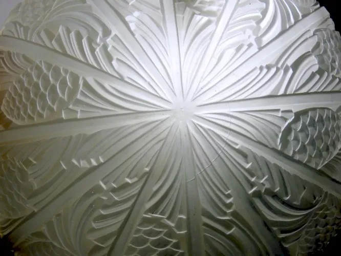 Suspension Lustre Vasque Pâte de Verre Moulé Blanc Era Lalique Müller D - 35 cm