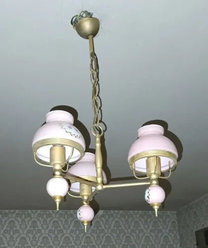 suspension opaline/laiton 3 feux