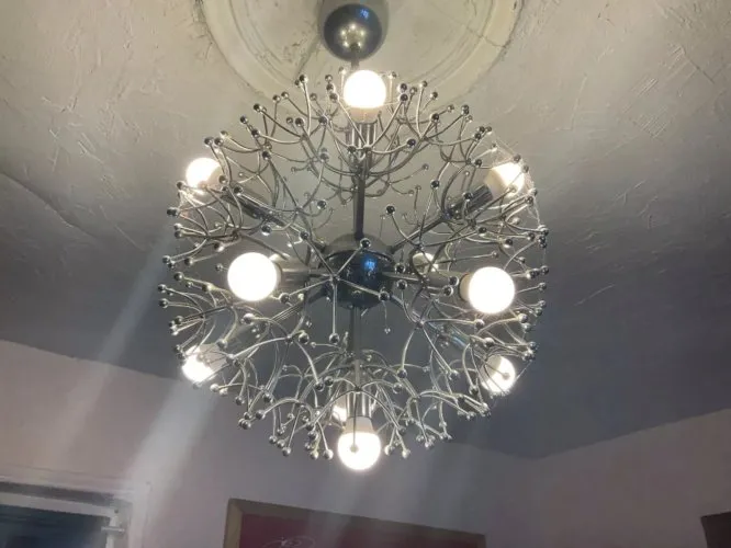 Suspension Space âge lustre Sputnik de Gaetano Sciolari ( 11 lumières )