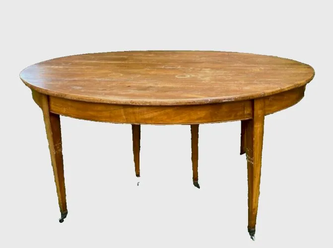 Table a six pieds de style Louis XVI en noyer massif XIX siècle