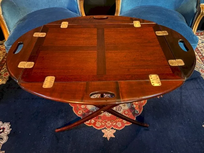 Table basse de bateau modulable et pliante en acajou plateau de majordome Marine