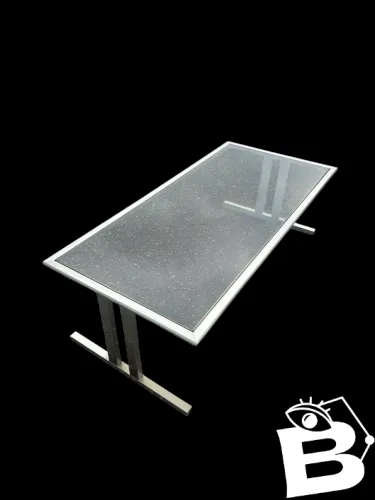 table basse en acier brossé 1970