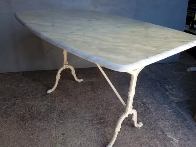 Table bistrot marbre blanc 120/80