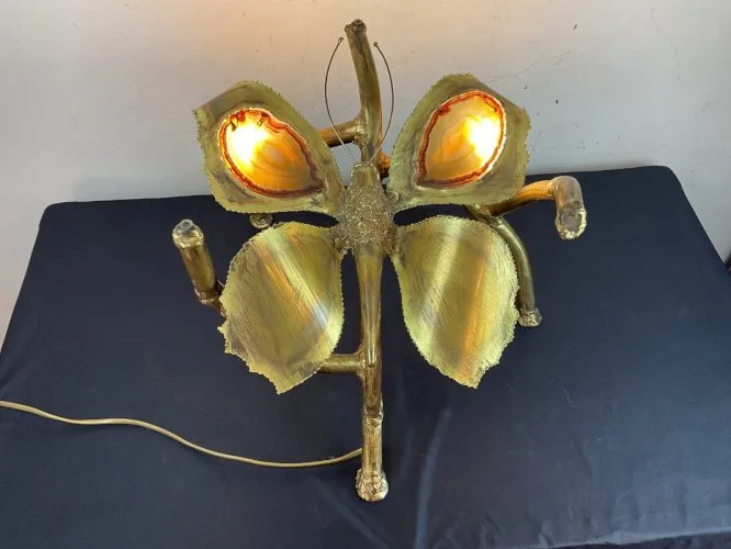 Table d appoint papillon lampe insecte de henri fernandez
