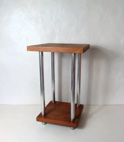 table d'appoint design scandinave bois massif acier chromé vintage