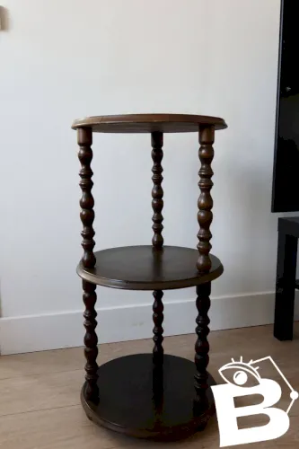 Table dappoint vintage en bois tourné 3 niveaux