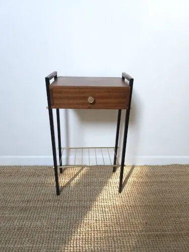 TABLE DAPPOINT VINTAGE MÉTAL ANNÉES 50/60 MODERNISTE Style JACQUES HITIER