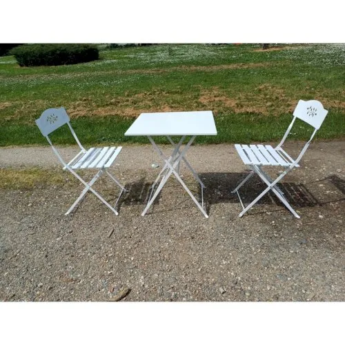Table de Bistrot Fer avec 2 Chaises Pliantes
