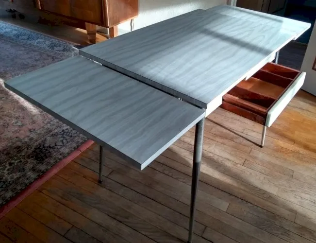 TABLE DE CUISINE FORMICA BLANC -VINTAGE MID 1960-1970s - TBE