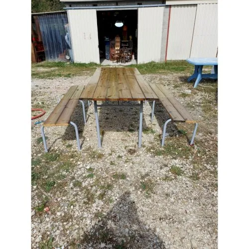 Table Industrielle ou de Collectivité avec Bancs