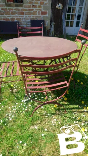 Table jardin + 4 chaises fer forgé