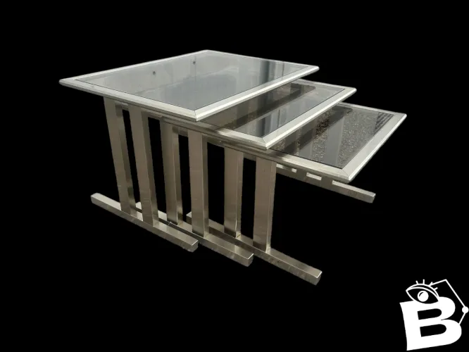 tables gigognes en acier brossé 1970