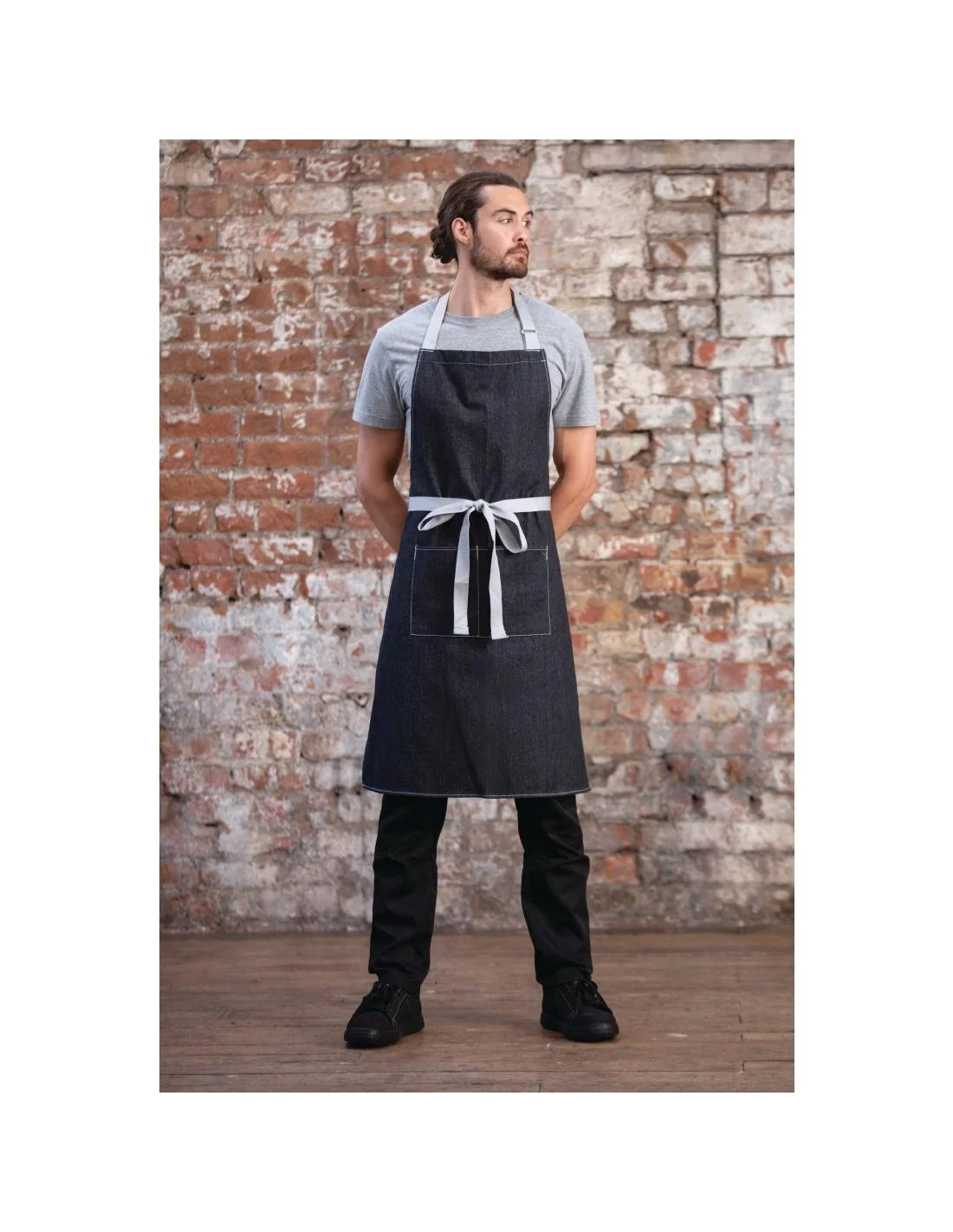 Tablier bavette denim Southside noir