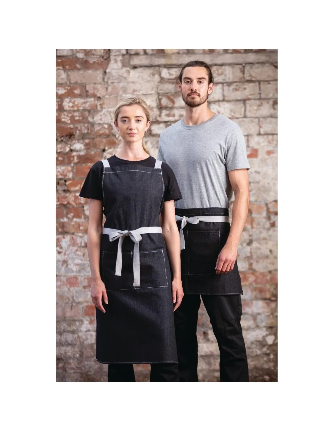 Tablier serveur court denim Southside noir 760mm