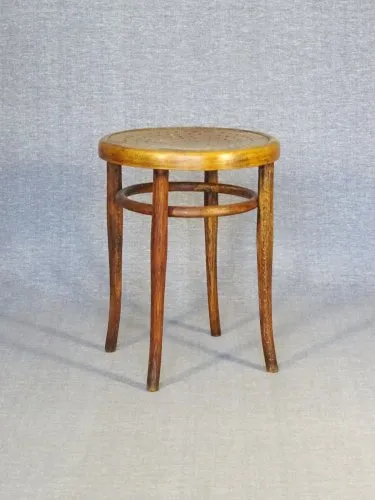 Tabouret Bistrot par KOHN vers 1900, assise bois "étoile" no Thonet
