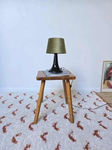 Tabouret / bout de canapé bois clair vintage