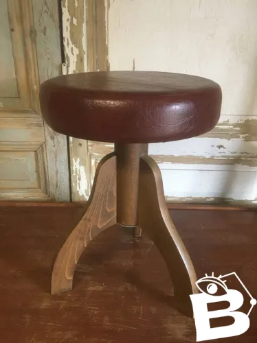 Tabouret de piano RBM en hêtre et cuir