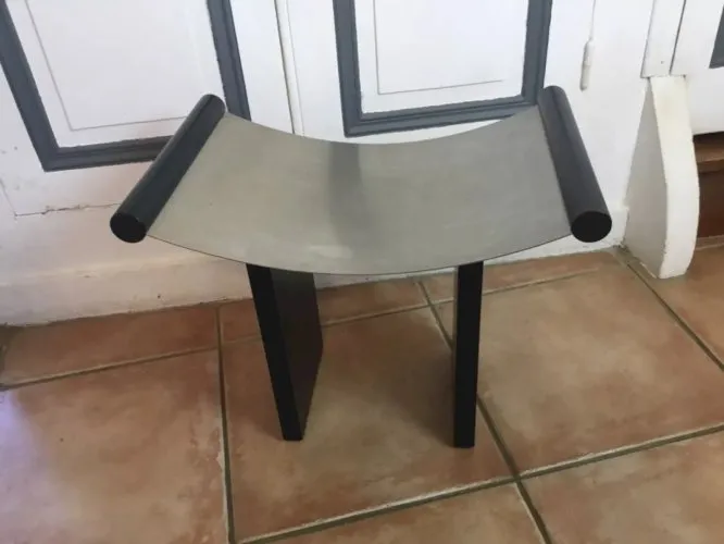 TABOURET DESIGN MODELE ORIGINAL Aluminium brosser et bois exotique