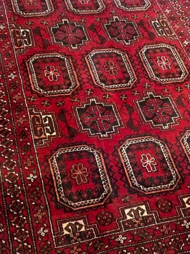 Tapis d'Orient Baloutche Boukhara laine réalisé main Afghanistan Turkménistan