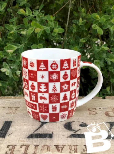 Tasse blanche et rouge motifs de Noël Mise au Green