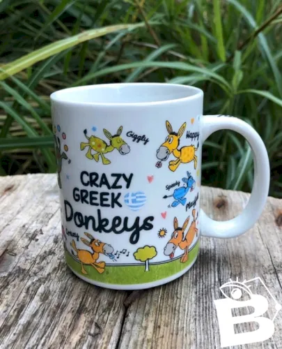 Tasse en porcelaine motifs poneys Crazy Greek Donkeys