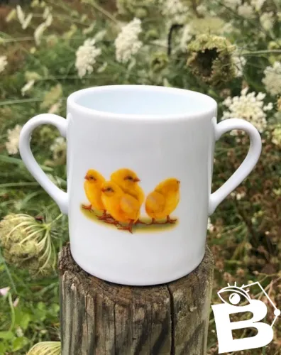 Tasse en porcelaine motifs poussins