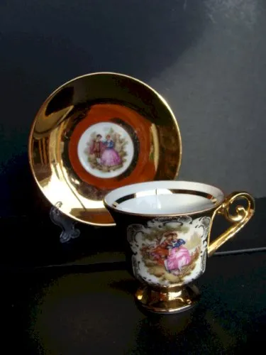 Tasse et soucoupe Bavaria dorées rococo