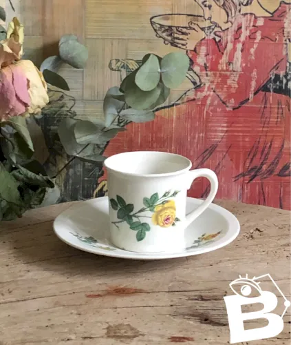 Tasse et soucoupe vintage en faïence de GIEN