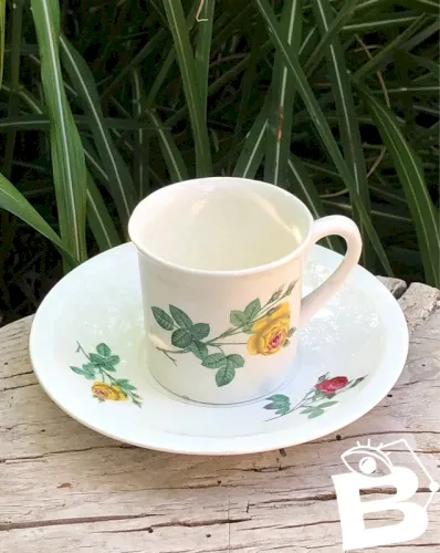 Tasse et soucoupe vintage GIEN motifs fleurs