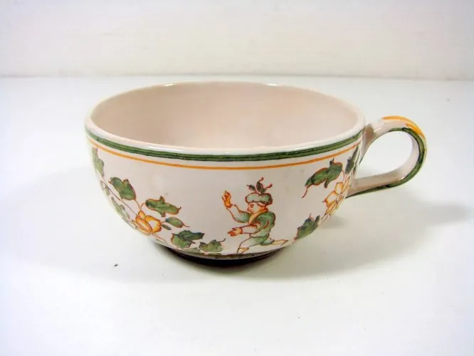 Tasse Faïence Malicorne Décor Moustiers au Chinois Signée Emile Tessier