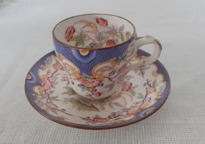 TASSE MINTON bleu ancienne Sarreguemines France porcelaine 3764