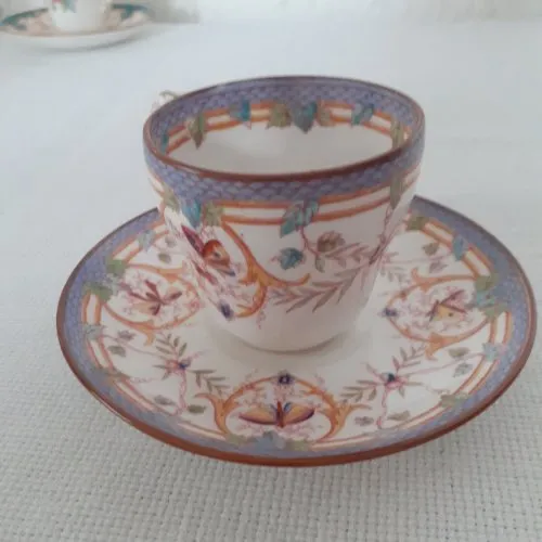 TASSE MINTON bleu libellule ancienne Sarreguemines France porcelaine 3864