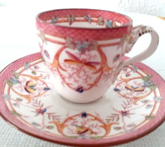 TASSE MINTON ROSE ancienne Sarreguemines France porcelaine 3464