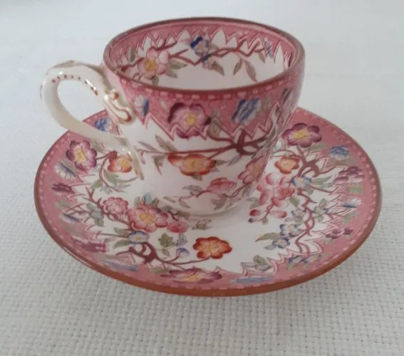 TASSE MINTON ROSE ancienne Sarreguemines France porcelaine 3964
