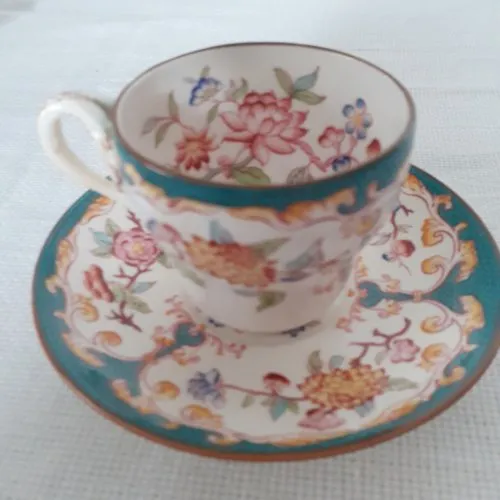 TASSE MINTON VERT ancienne Sarreguemines France porcelaine 3664