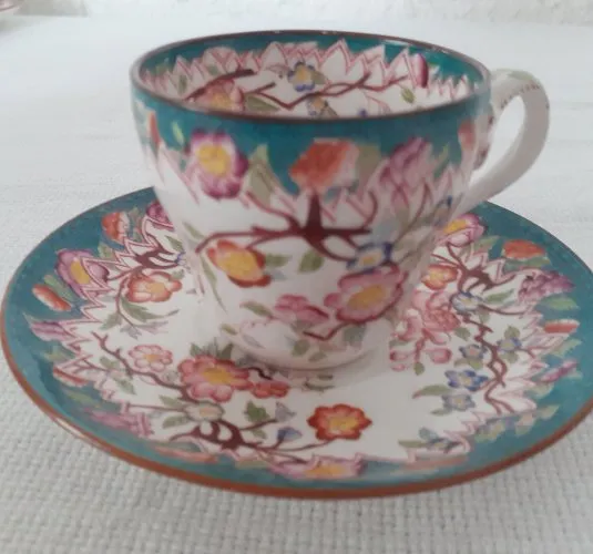 TASSE MINTON verte ancienne Sarreguemines France porcelaine 3564